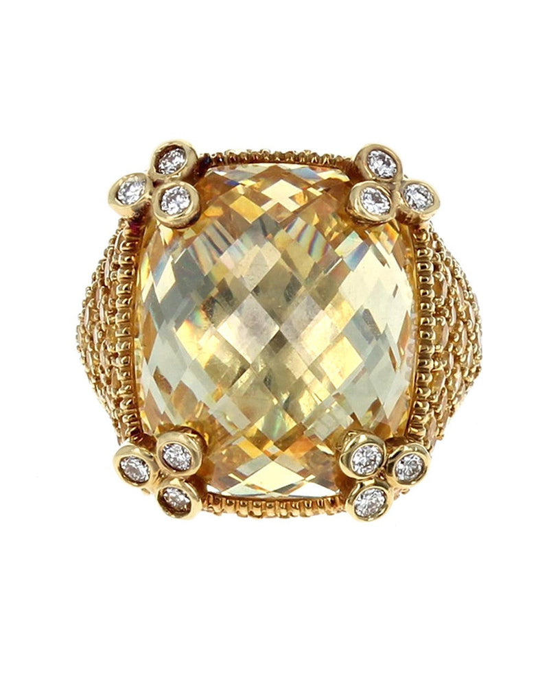 Judith Ripka 18K Yellow Gold Yellow CZ Sapphire & Diamond Ring – The ...