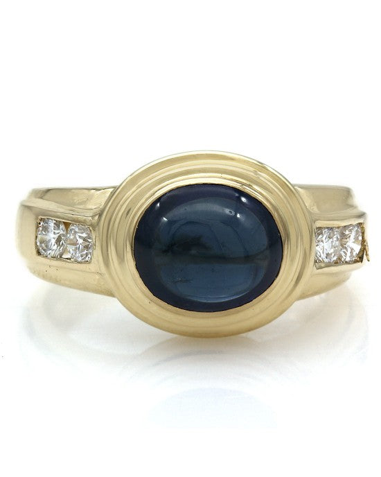 Sapphire Cabo and Diamond Ring in Yellow Gold