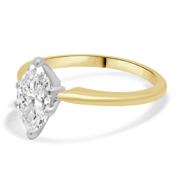 14K Yellow Gold Marquise Diamond Engagement Ring