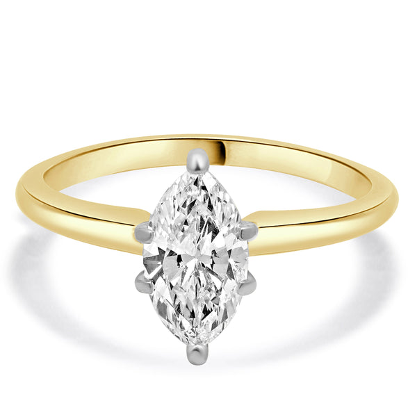14K Yellow Gold Marquise Diamond Engagement Ring