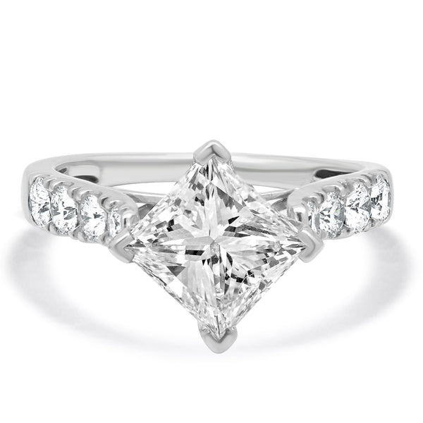 18K White Gold & Platinum Princess Cut Diamond Engagement Ring