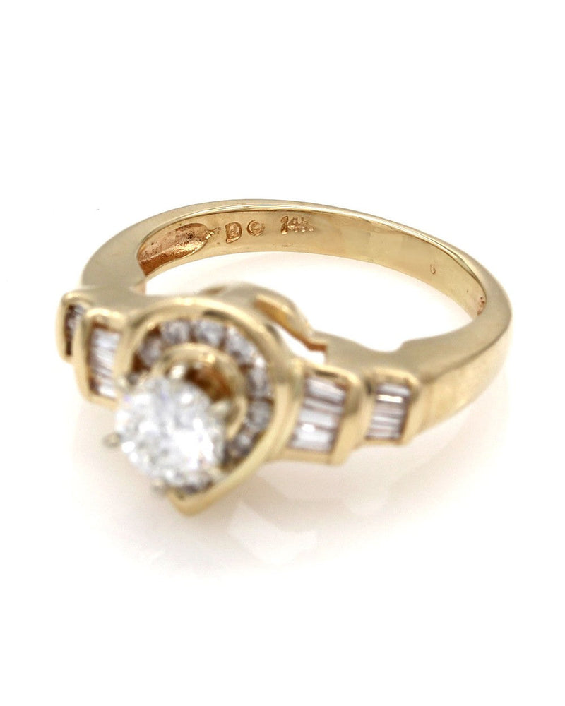 Round and Baguette Diamond Pear Shaped Ring in Gold – The Estate Watch ...