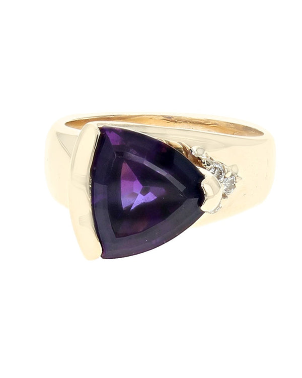 Amethyst and Diamond Accent Ring in Yellow Gold