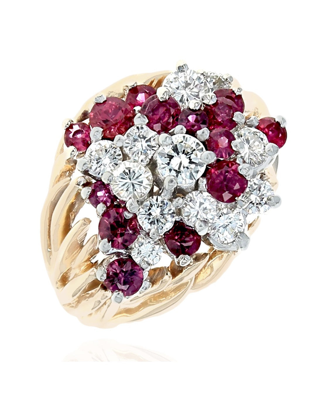 Raspberry Colored Rings Raspberry Sapphire and Diamond Cluster Ring – The Estate Watch And ...