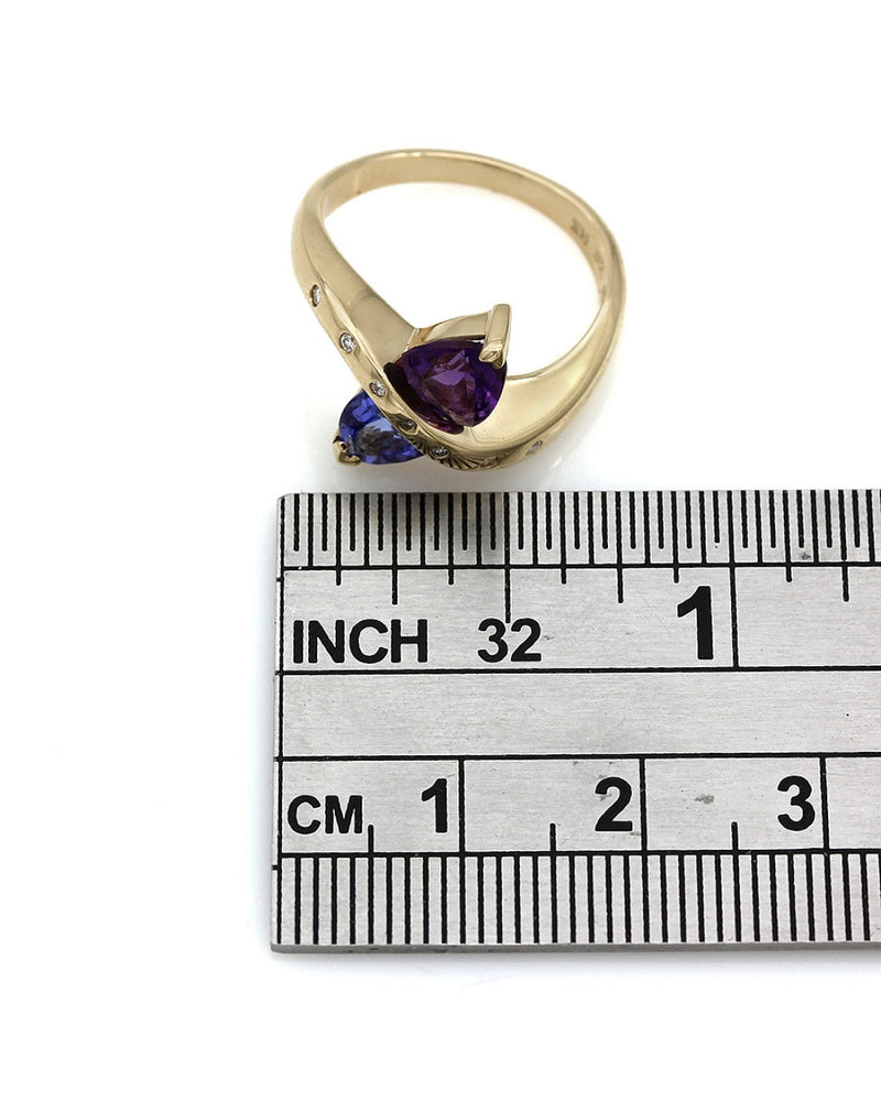 Tanzanite & Amethyst Ring with Diamond Accents