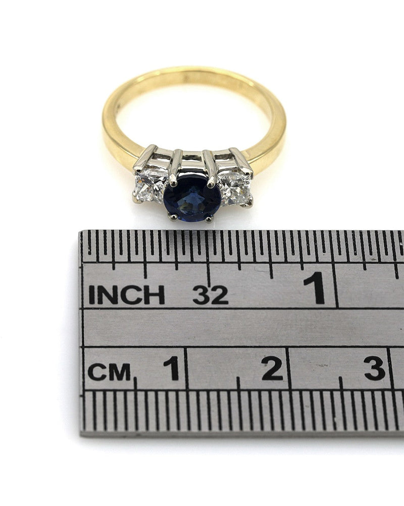 Sapphire and Diamond 3 Stone Ring