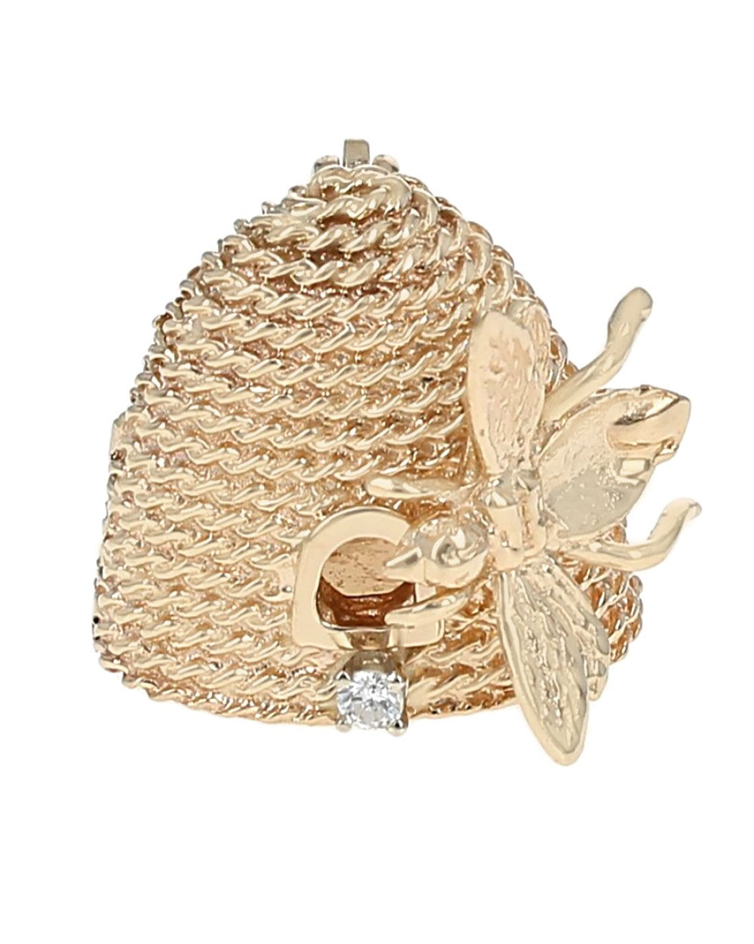 Diamond Bee and Beehive Pin in Yellow Gold – The Estate Watch And ...