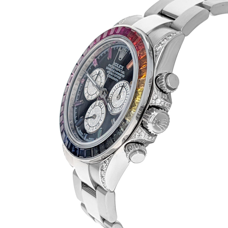 Rolex Cosmograph Daytona 40mm Stainless Steel Custom Rainbow Sapphire 116520