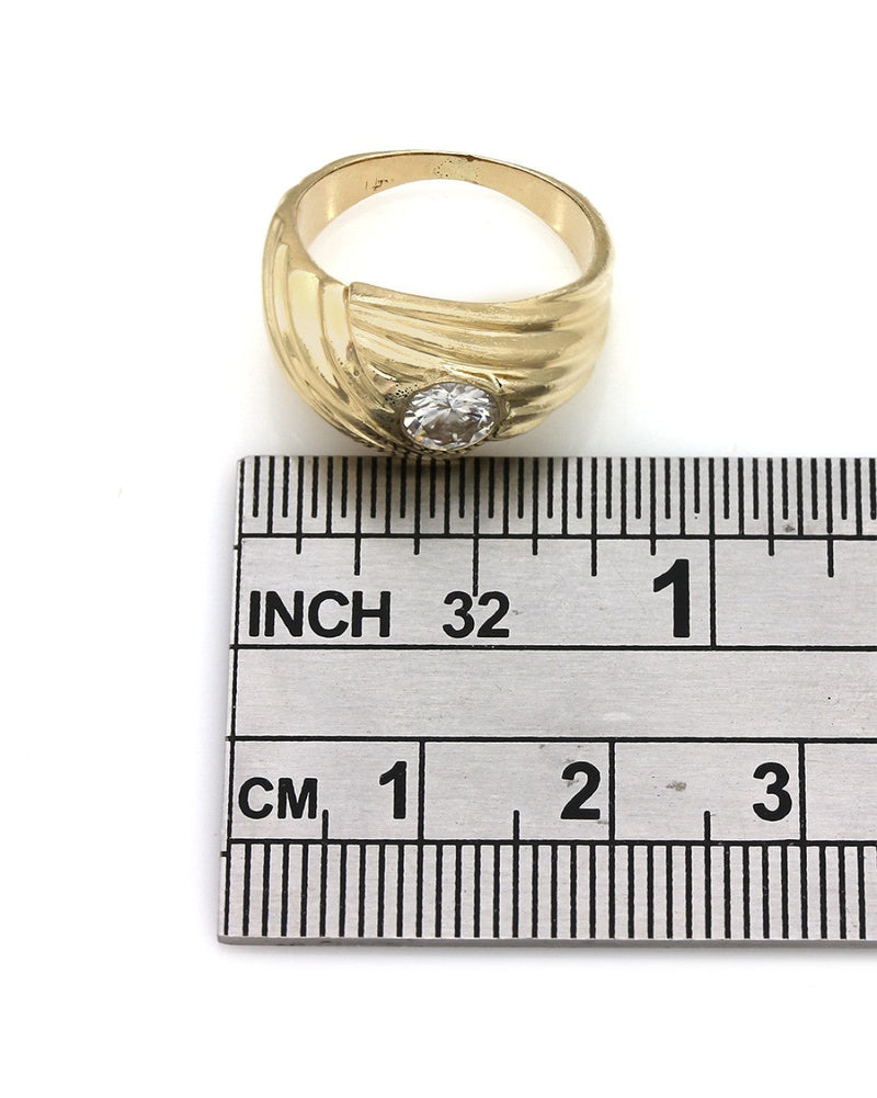 Flush Set Diamond Solitaire Fluted Ring