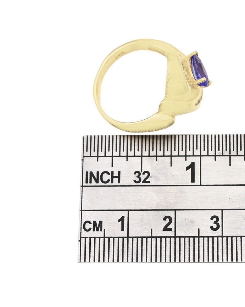 Pear Tanzanite and Diamond Bypass Ring