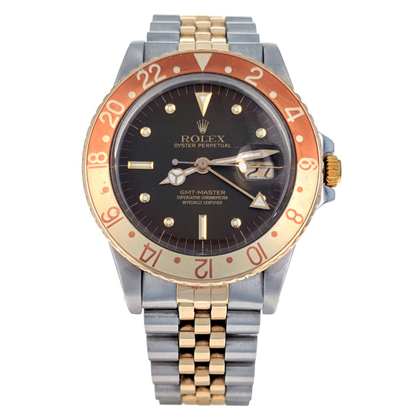 Rolex GMT-Master Stainless Steel Yellow Gold Root Beer 16753