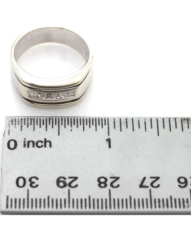 Gentlemans Baguette Diamond Rectangular Top Ring