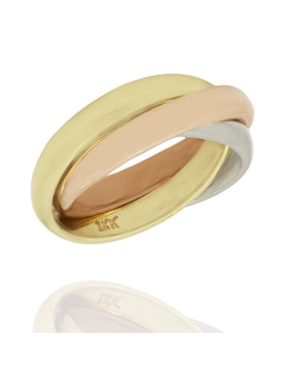 Trinity Style Ring in 3 Tone Gold