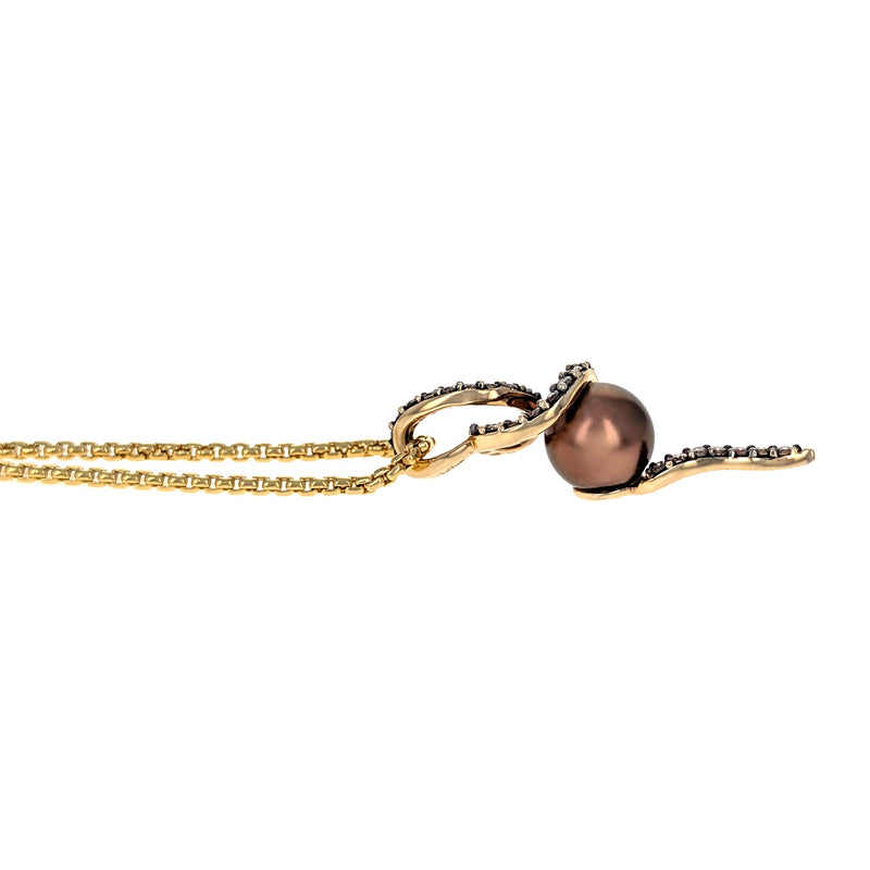 d.brown✕pearlネックレス Le Vian 14K Yellow Gold Brown Pearl & Chocolate Diamond Pendant