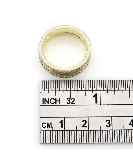 Gentleman's Gold and Silver Hammered Rope Edge Ring – The Estate Watch ...