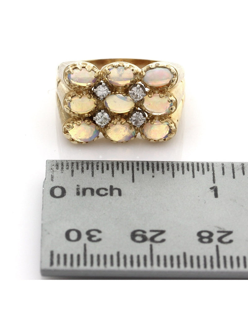 Gentlemans Opal and Diamond Ring in Gold