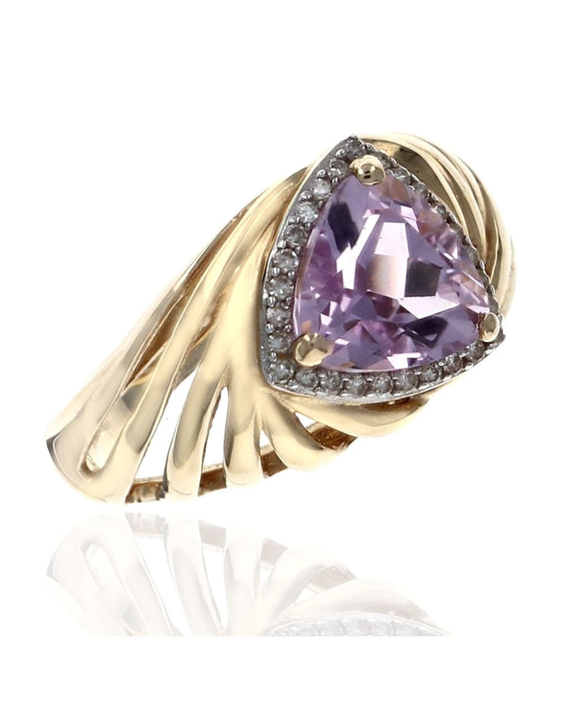 Trilliant Kunzite and Diamond Halo Ring – The Estate Watch And Jewelry ...