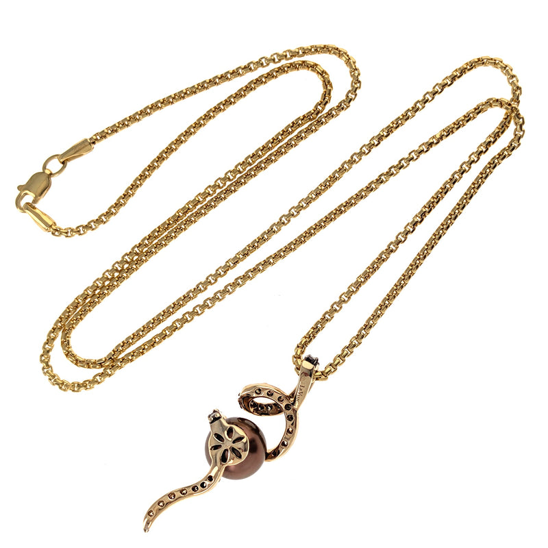 d.brown✕pearlネックレス Le Vian 14K Yellow Gold Brown Pearl & Chocolate Diamond Pendant