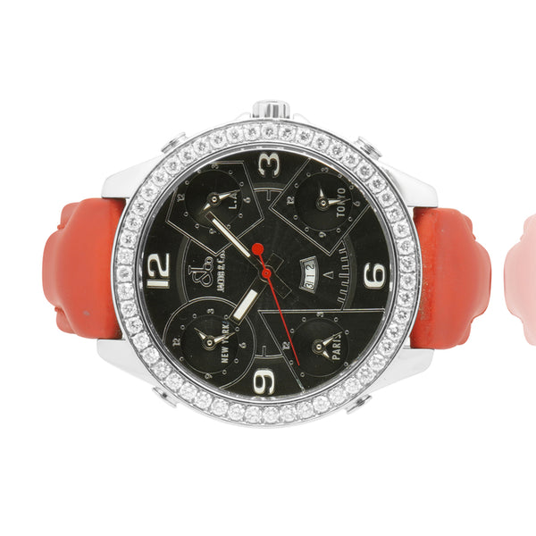 Jacob & Co Stainless Steel 5 Time Zone Diamond Bezel