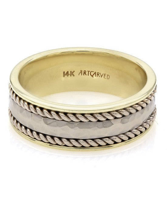 Gentleman's Gold and Silver Hammered Rope Edge Ring – The Estate Watch ...