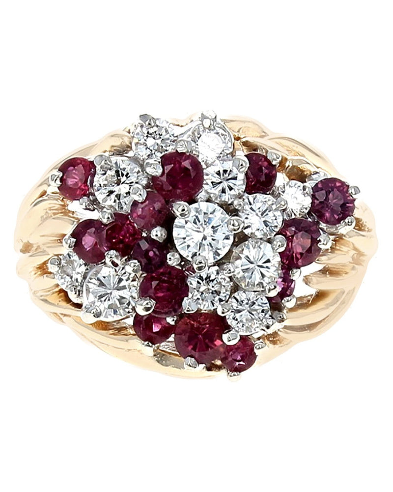 Raspberry Sapphire and Diamond Cluster Ring – The Estate Watch And ...