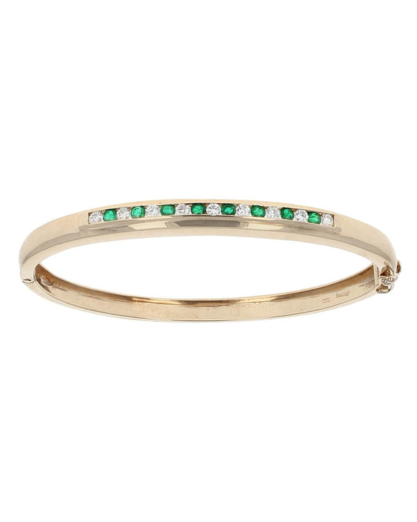 0.56ctw Emerald and 0.49ctw Diamond Bracelet in 14K Yellow Gold
