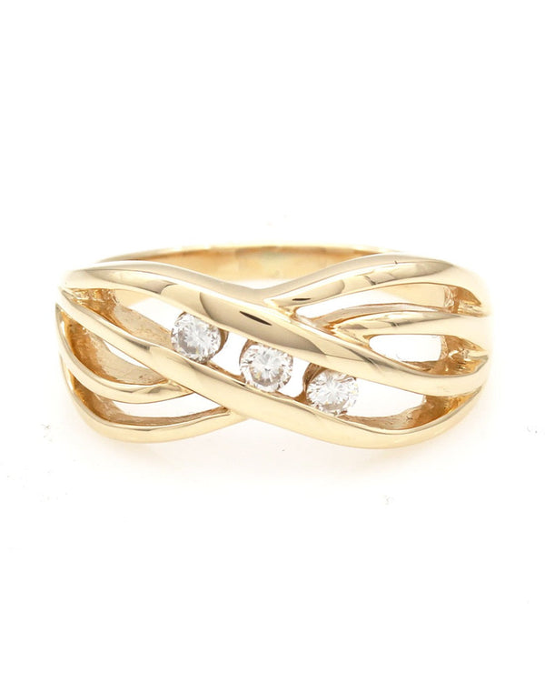 Three Stone Diamond Bypass Ring