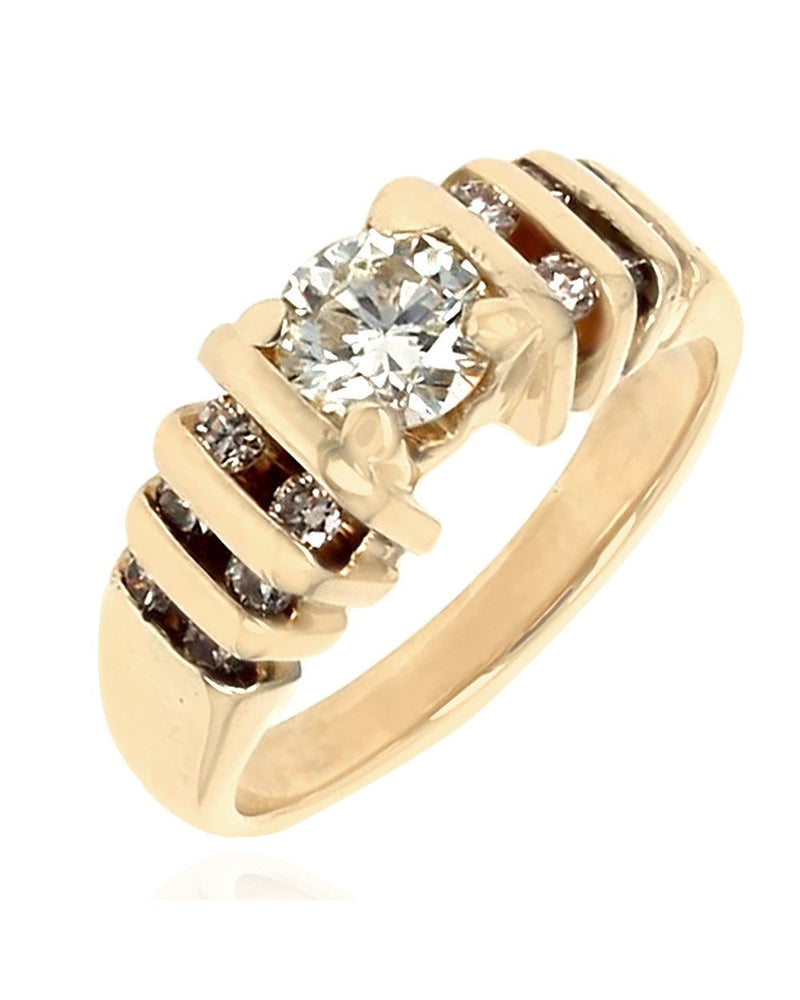 Multi Row Diamond Engagement Ring in Yellow Gold – The Estate Watch And ...