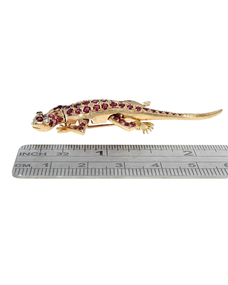 Burmese Ruby Moveable Gecko Pin with Diamond Eyes – The Estate Watch ...
