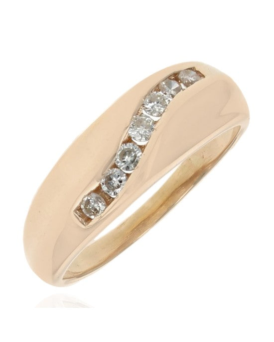 Diagonal Channel Set Diamond Tapered Ring in Yellow Gold – The Estate ...