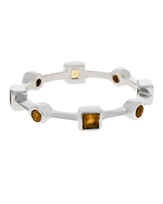 Alternating Round and Square Citrine Stack Ring – The Estate Watch And ...