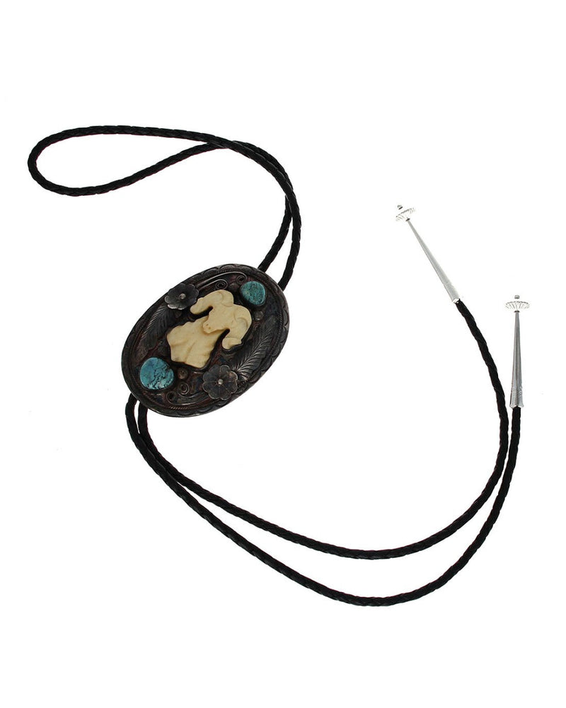 Navajo Richard Begay Sterling Silver Carved Ivory Ram & Turquoise Bolo ...