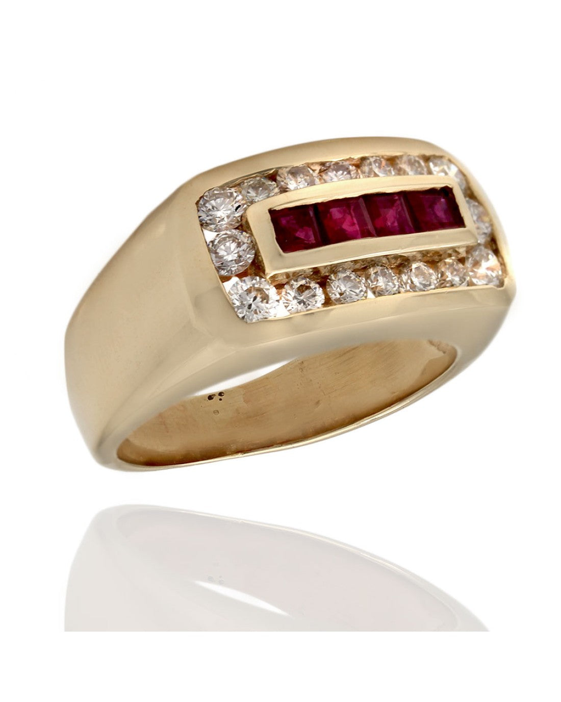 Gentlemans Ruby and Diamond Halo Ring – The Estate Watch And Jewelry ...