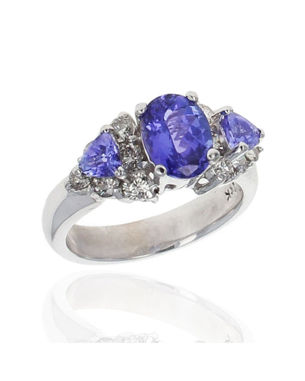 Oval and Trilliant Tanzanite and Diamond Ring