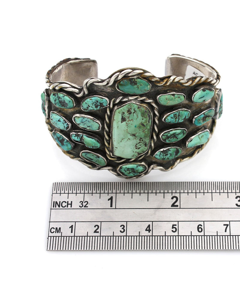 Old Pawn Navajo Sterling Silver & Turquoise Cluster Cuff Bracelet – The ...