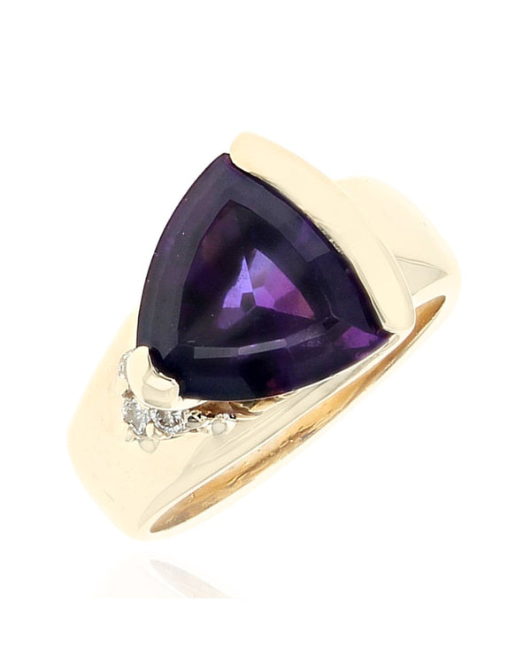 Amethyst and Diamond Accent Ring in Yellow Gold