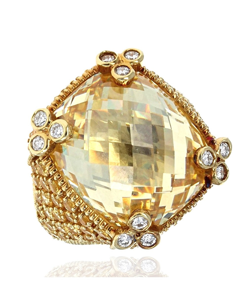 Judith Ripka 18K Yellow Gold Yellow CZ Sapphire & Diamond Ring – The ...