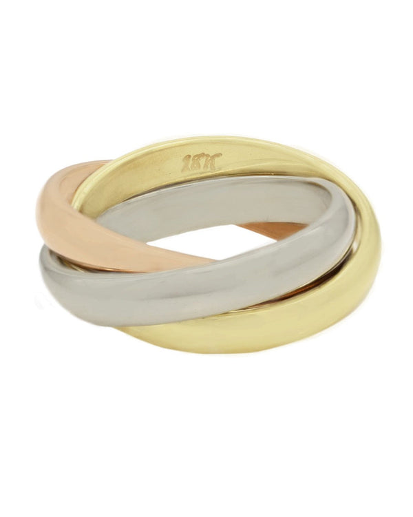 Trinity Style Ring in 3 Tone Gold
