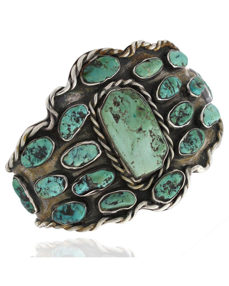 Old Pawn Navajo Sterling Silver & Turquoise Cluster Cuff Bracelet – The ...