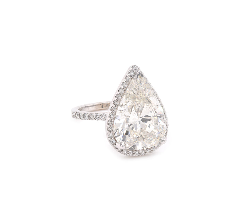 14k White Gold 10.09ct Pear Diamond Engagement Ring