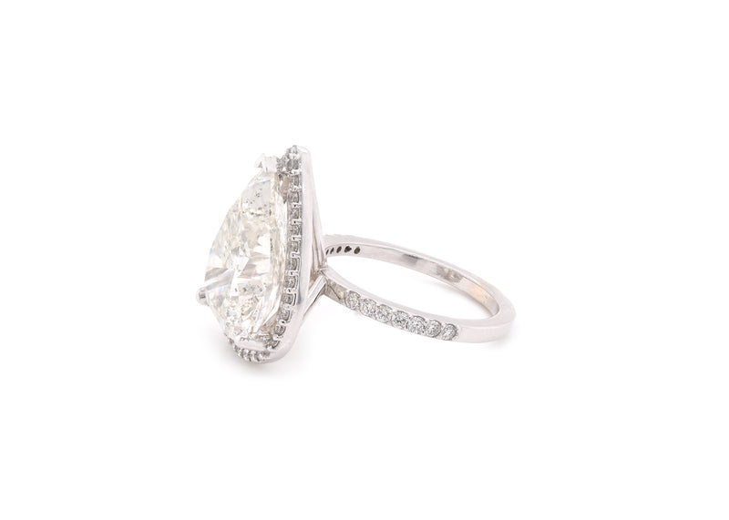 14k White Gold 10.09ct Pear Diamond Engagement Ring