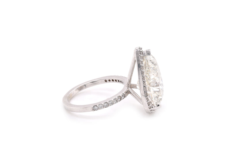 14k White Gold 10.09ct Pear Diamond Engagement Ring