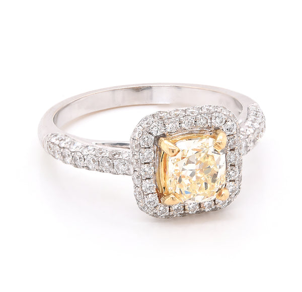 18k White Gold Fancy Yellow Diamond Engagement Ring