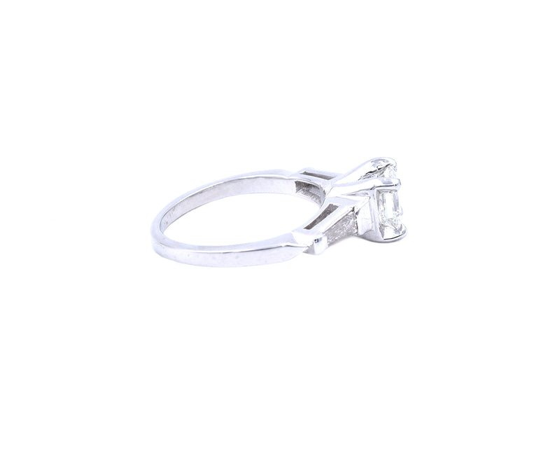Platinum 1.01ct Square Emerald Cut Diamond Engagement Ring GIA Certified