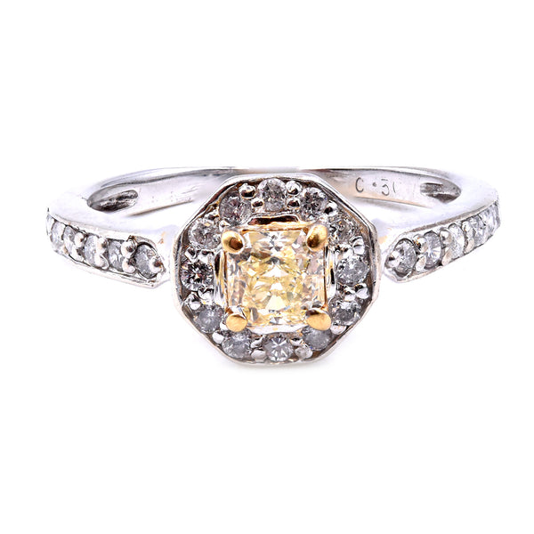 14k White Gold 0.30ct Yellow Princess Cut Diamond Engagement Ring