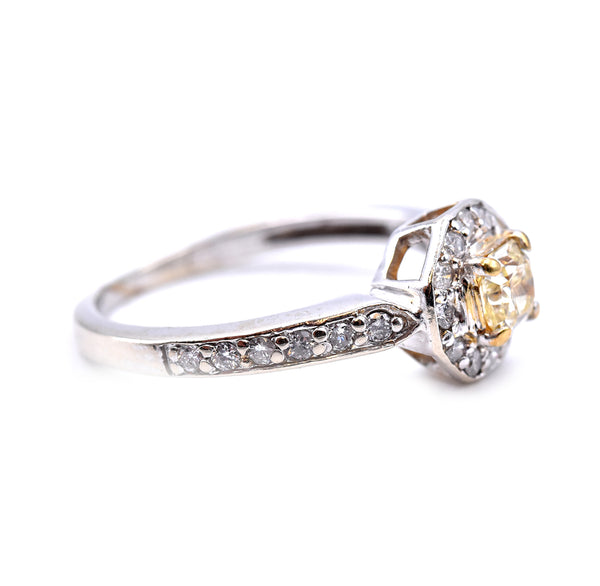 14k White Gold 0.30ct Yellow Princess Cut Diamond Engagement Ring