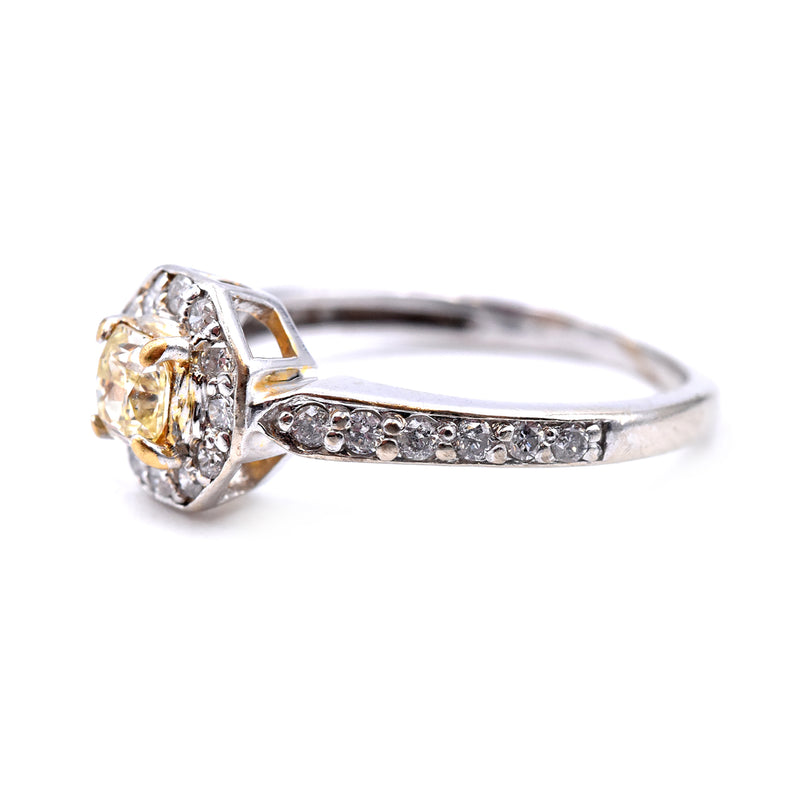 14k White Gold 0.30ct Yellow Princess Cut Diamond Engagement Ring