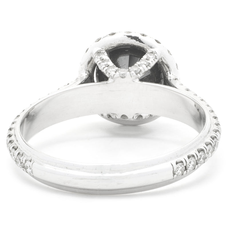 14k White Gold Black Diamond Engagement Ring