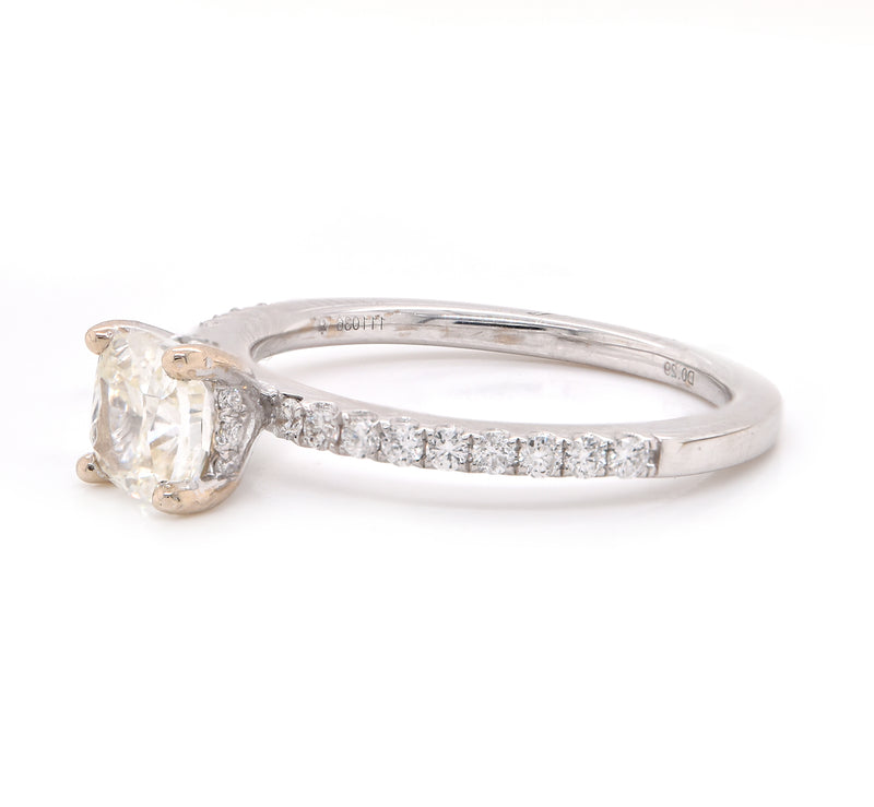 18 Karat White Gold 1.00ct Cushion Diamond Engagement Ring