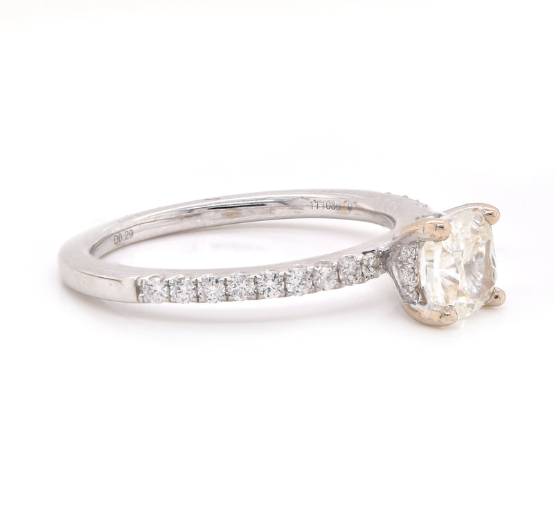 18 Karat White Gold 1.00ct Cushion Diamond Engagement Ring